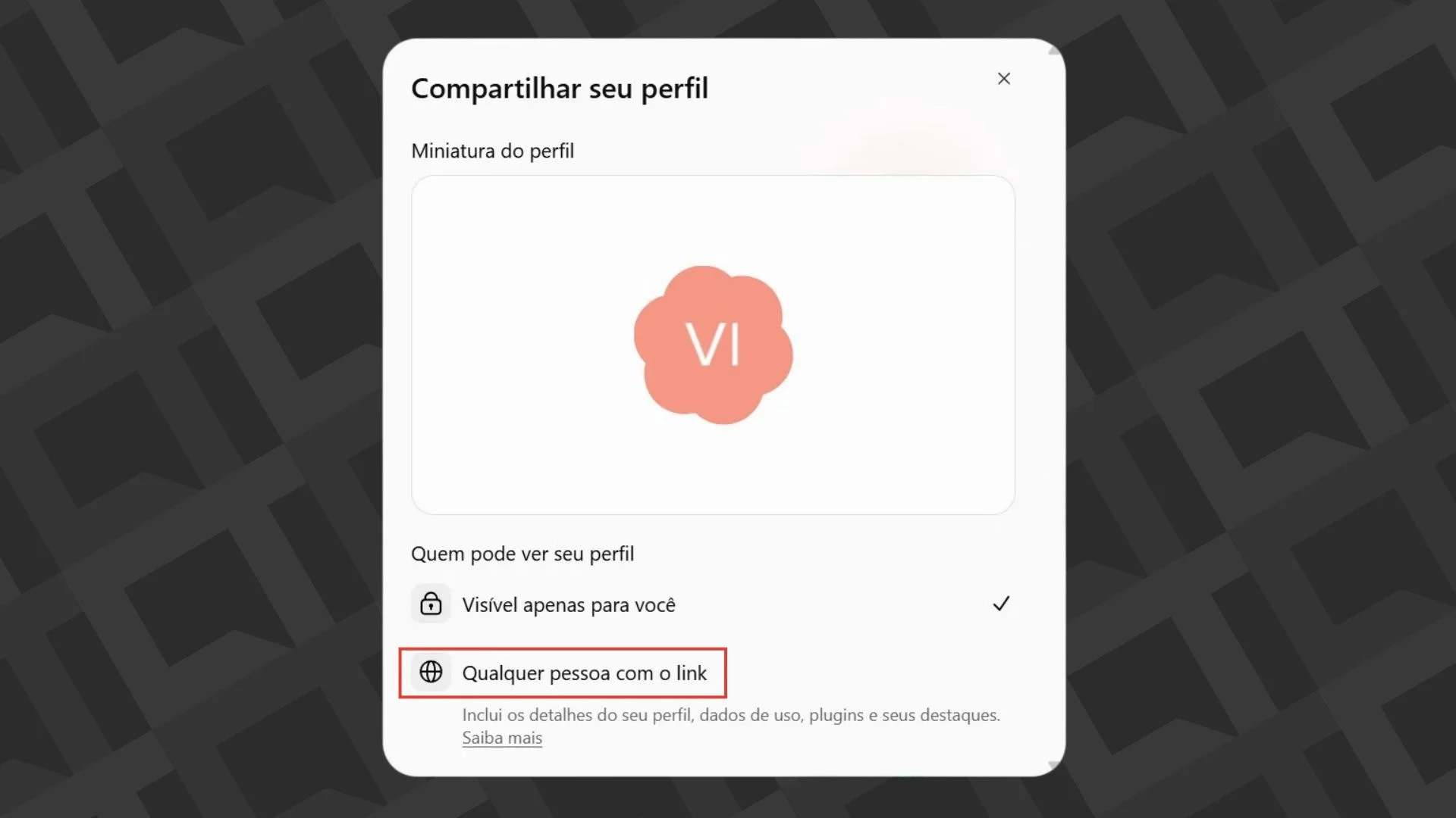 Perfil compartilhável ChatGPT