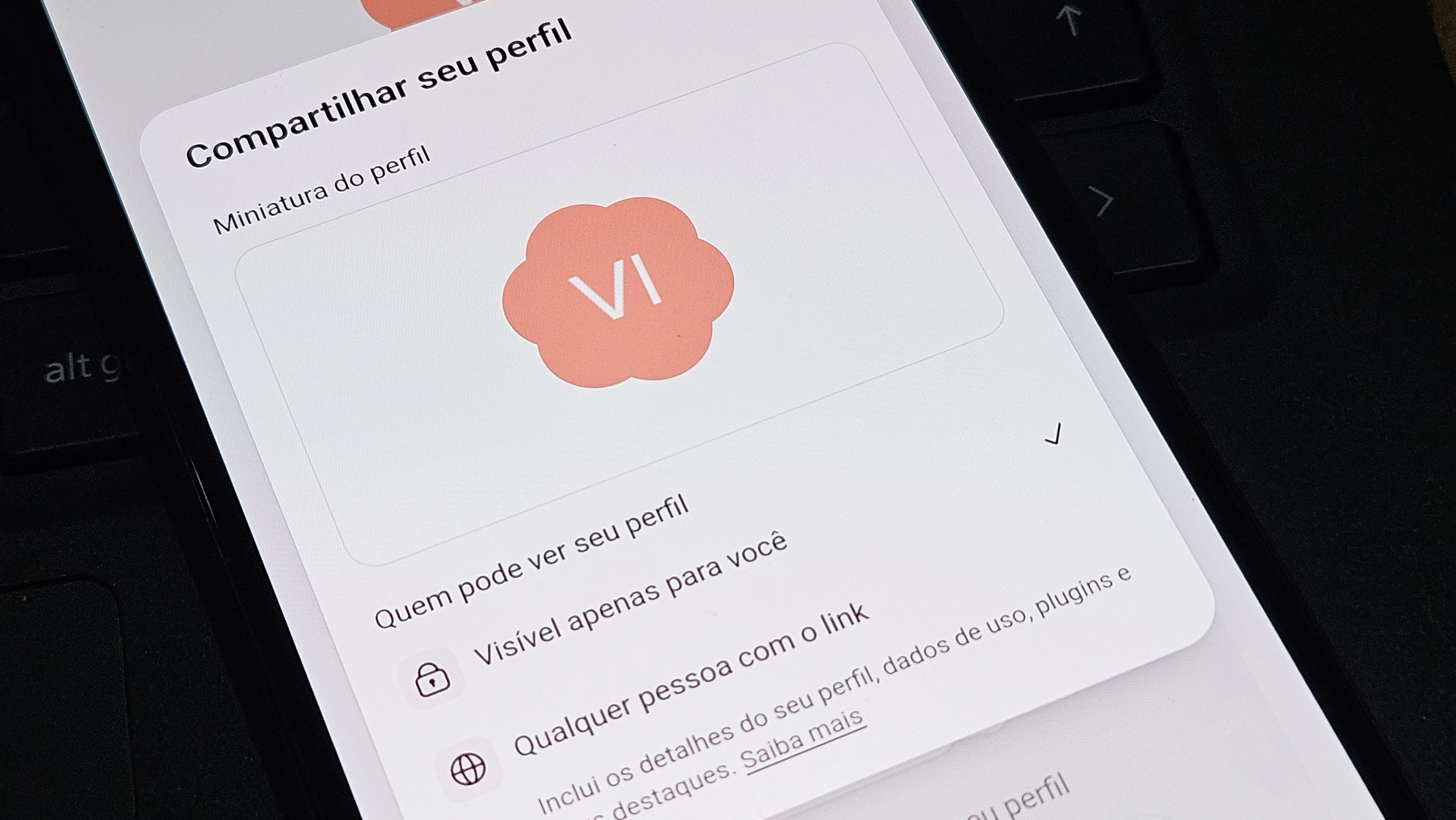 Perfil compartilhável ChatGPT
